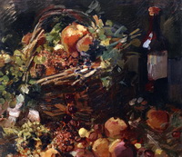 Натюрморт с фруктами и бутылкой (К.А. Коровин)